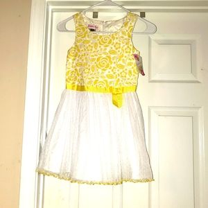Jessica Ann Special Occasion Yellow And White Dress Sz-6 Girls